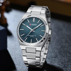 Curren CUR220 Men's Octagon Analog Watch – Silver & Gold Stainless Steel, 4.0cm Dial