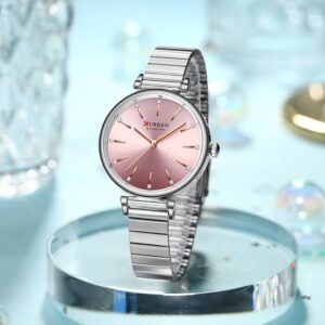 Curren 9087 Women's Elegant Analog Watch – Silver & Rose Gold Stainless Steel