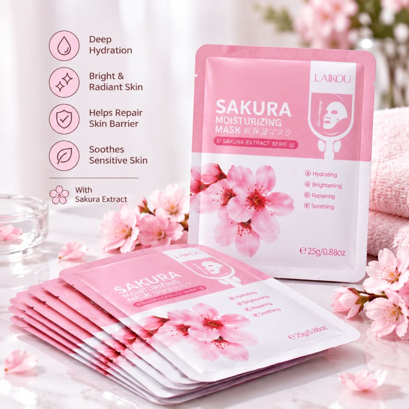 LAIKOU Japan Sakura Mud Face Mask Anti Wrinkle - 12 Pc