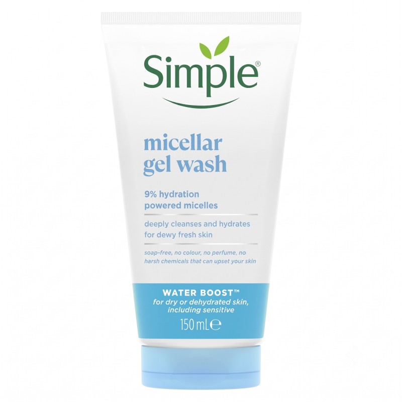 Simple Water Boost Micellar Gel Face Wash For Dry & Sensitive Skin 150ml