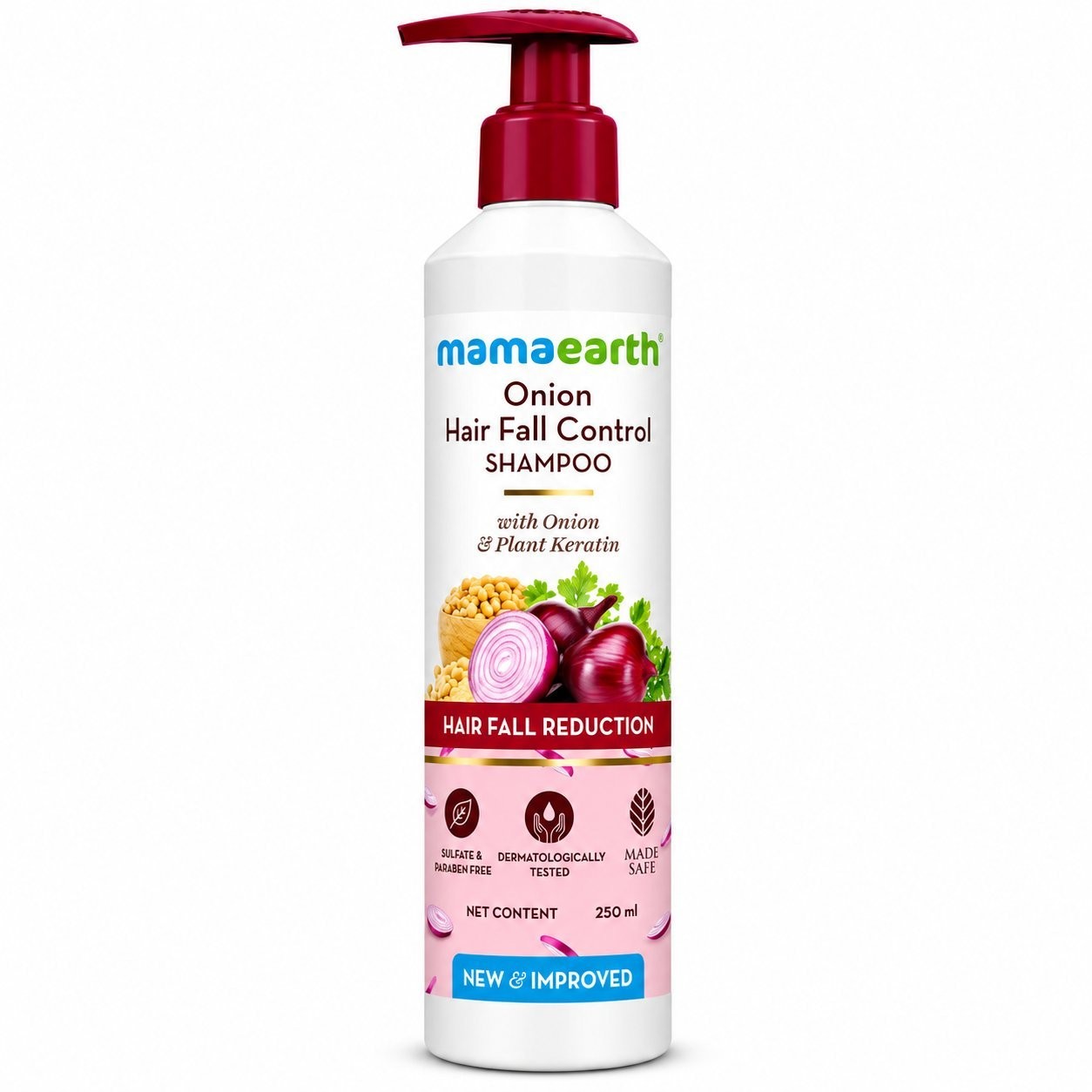Mamaearth onion shampoo for hair growth & hair fall control with onion oil & plant keratin 250ml